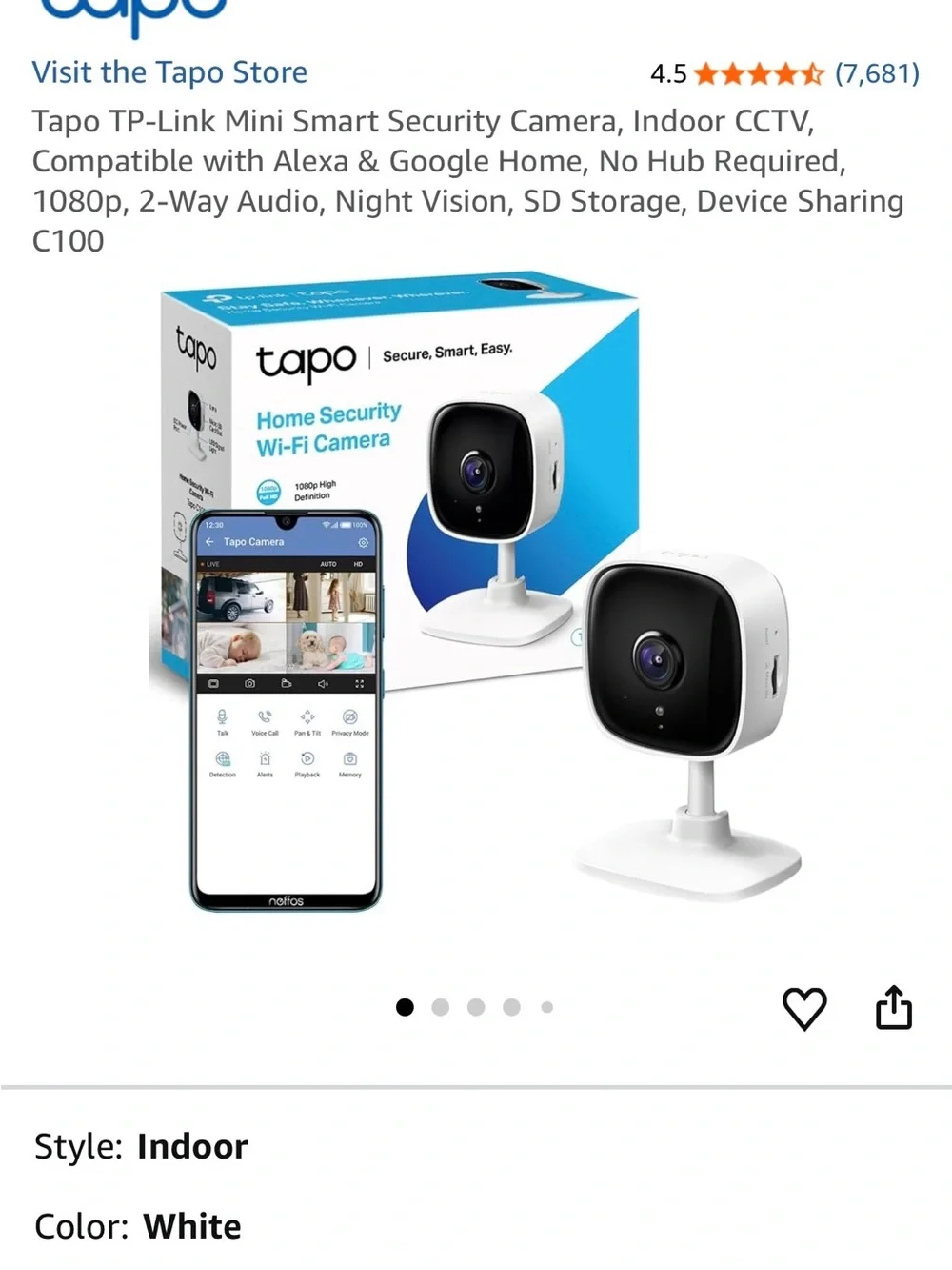 New in box TP-Link Tapo C100 Indoor Security Camera